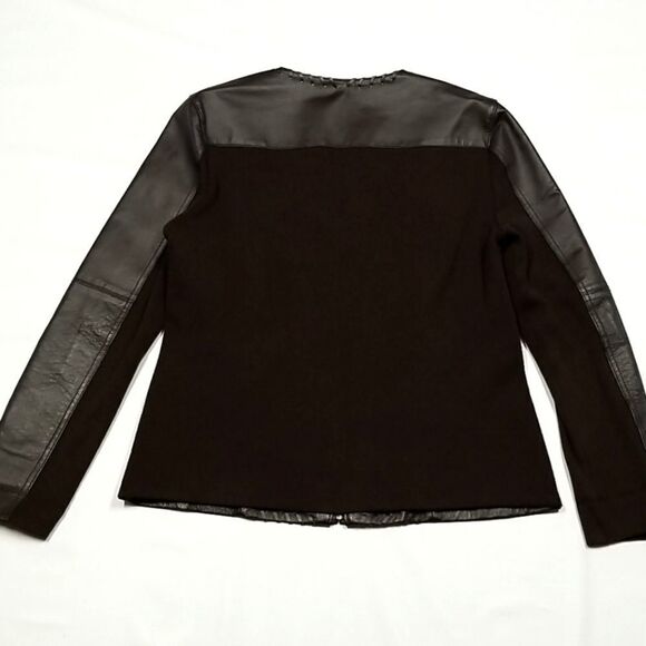 Nygard Collection Jacket Women's Size Medium Brown Leather Knit Full Front Zip - Picture 2 of 6